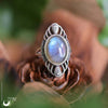 Bague "Ayshwara" Labradorite en Argent 925, ajustable - Illustrations & Bijoux fantaisie ClairObscur Art