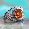 Bague "Swan" Ambre de la mer Baltique - ajustable, en Argent 925 - Illustrations & Bijoux fantaisie ClairObscur Art