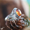 Bague "Swan" Ambre de la mer Baltique - ajustable, en Argent 925 - Illustrations & Bijoux fantaisie ClairObscur Art