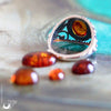 Bague "Swan" Ambre de la mer Baltique - ajustable, en Argent 925 - Illustrations & Bijoux fantaisie ClairObscur Art