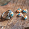 Bague "Swan" Turquoise mohave cuivré - ajustable, en Argent 925 - Illustrations & Bijoux fantaisie ClairObscur Art