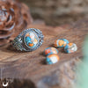 Bague "Swan" Turquoise mohave cuivré - ajustable, en Argent 925 - Illustrations & Bijoux fantaisie ClairObscur Art