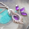 Collier "Plume" Améthyste - Illustrations & Bijoux fantaisie ClairObscur Art