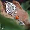 Collier "Sri Yantra Lotus" Ambre de la mer Baltique personnalisable - Illustrations & Bijoux fantaisie ClairObscur Art