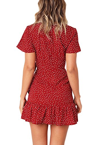 Relipop Summer Women Short Sleeve Print Dress V Neck Casual Short Dres –  ladysummer-dress
