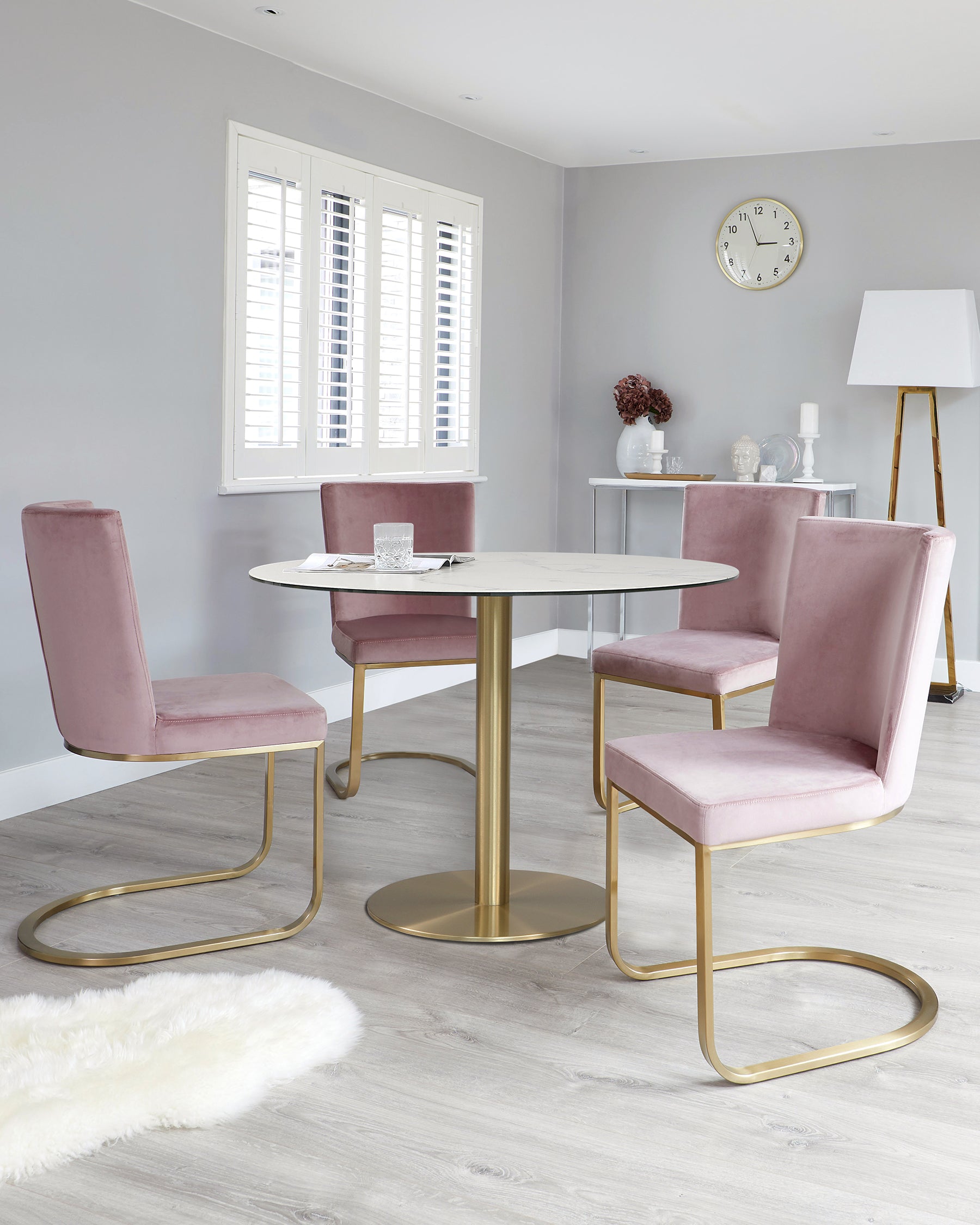 blush dining table and chairs