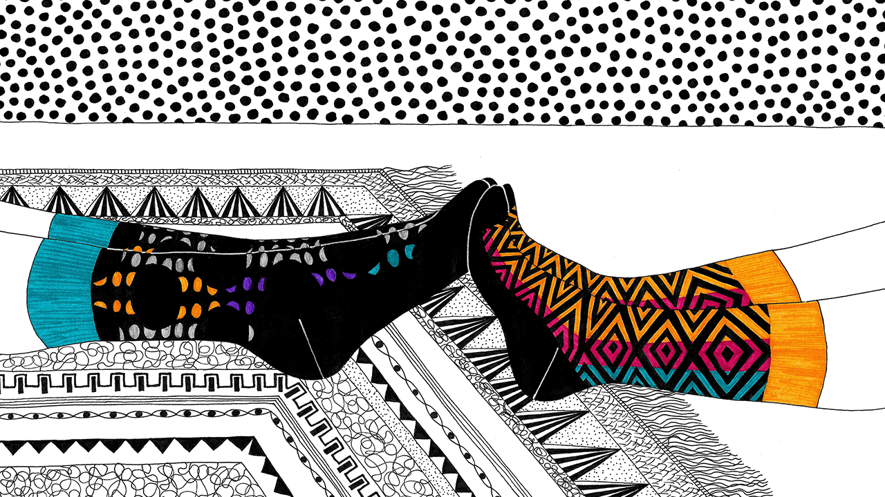 Veselé ponožky SocksInBox na ilustraci od Kamily Stolářové