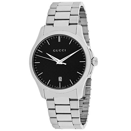 gucci silver watch black face