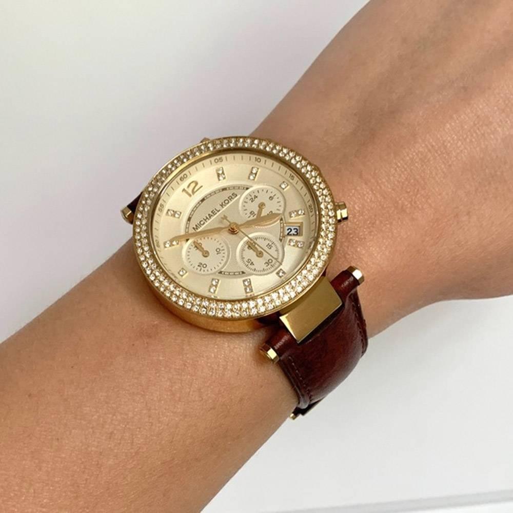 michael kors parker chronograph leather