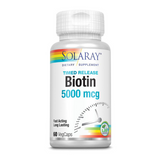 Solaray Timed-Release Biotin 5000 mcg for shiny, healthy hair and more radiant skin.