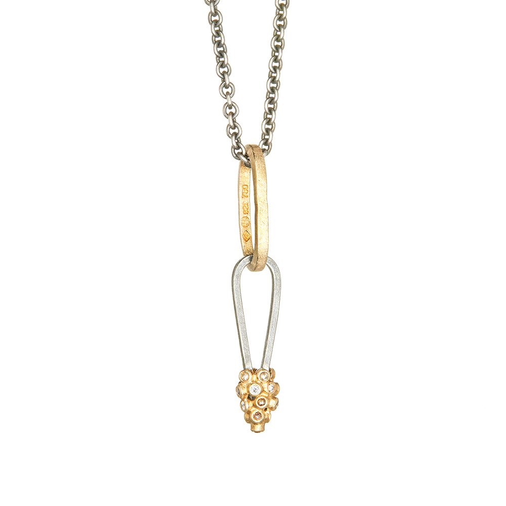 Yellow Gold and Sterling Silver Diamond Necklace