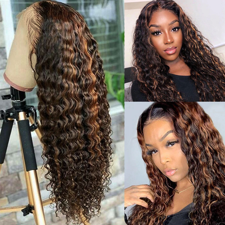 Preplucked Balayage Highlight Human Hair Deep Curly Lace Front Wig –  UBEAUTYWIG