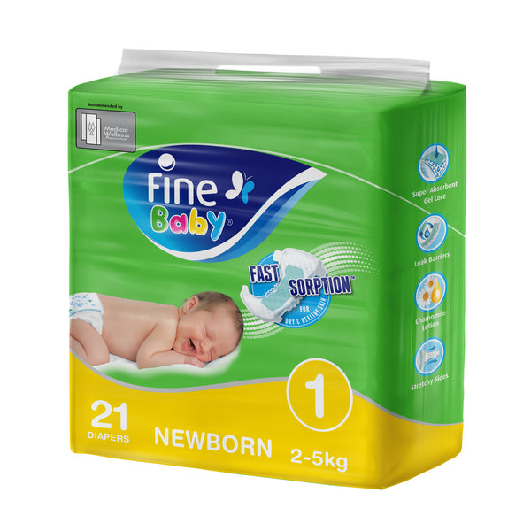 Fine Baby Diapers, Size 1, Newborn of 