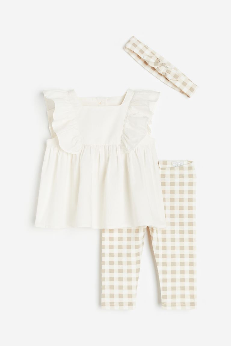 Set 3 piezas blanca leggins diadema H&M bebe niña – Kima Shop HN