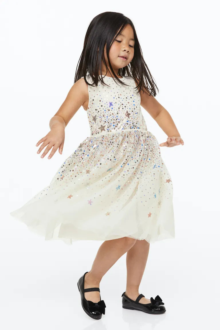 Vestido blanco niña H&M lentejuelas tulle glitter – Shop HN