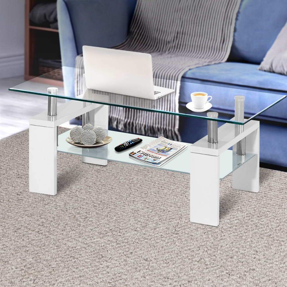 white glass coffee table set