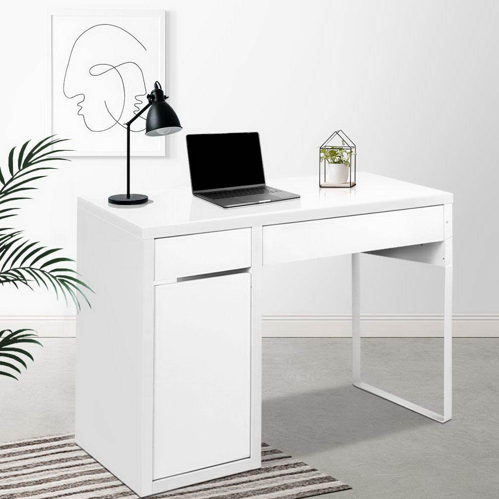 white desk with tower storage