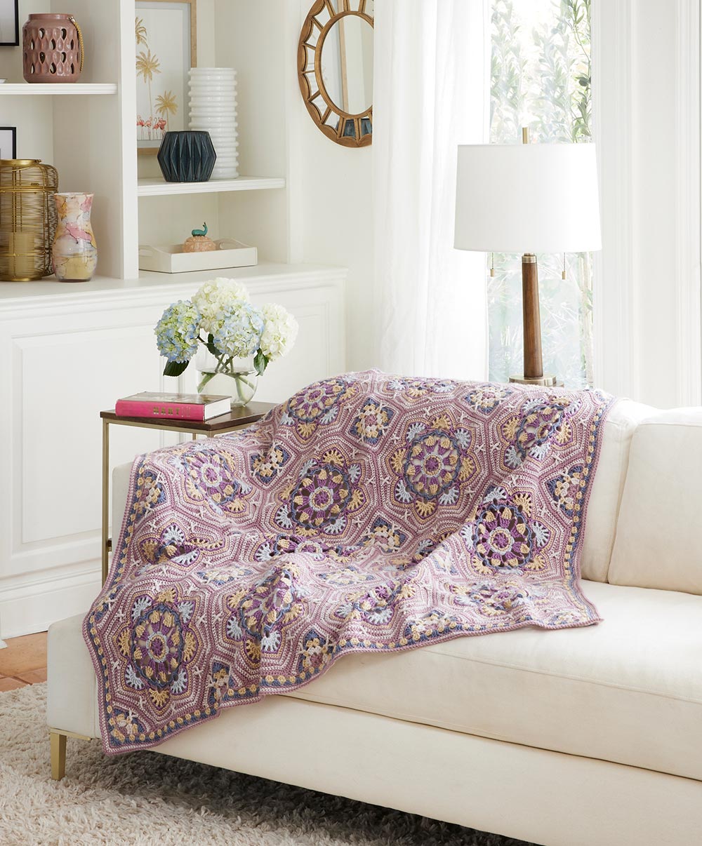 Persian Tiles Rose Garden Throw - Mauve