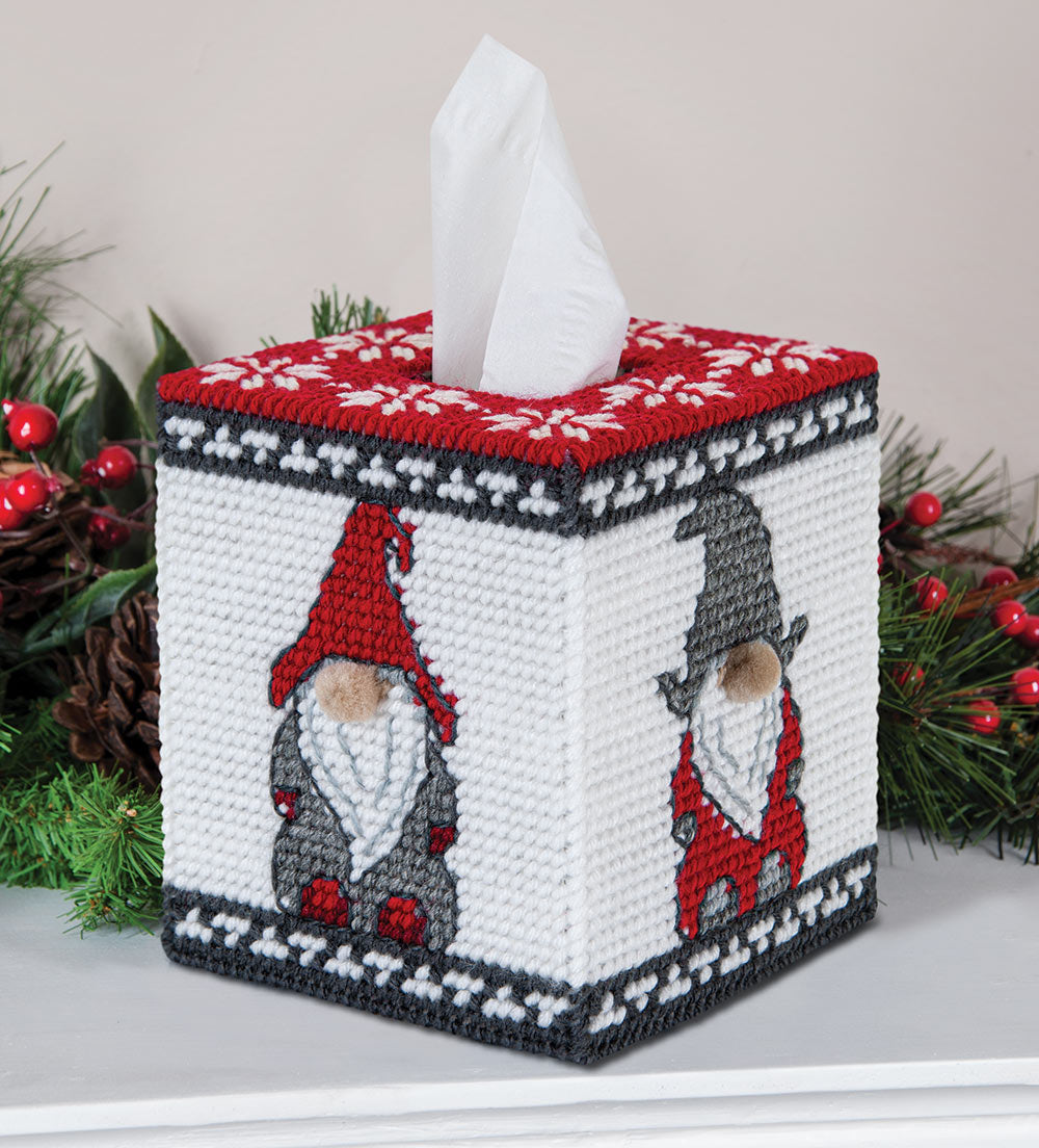 Lima materiaal Geloofsbelijdenis Gnome Plastic Canvas Tissue Box Cover Kit – Mary Maxim