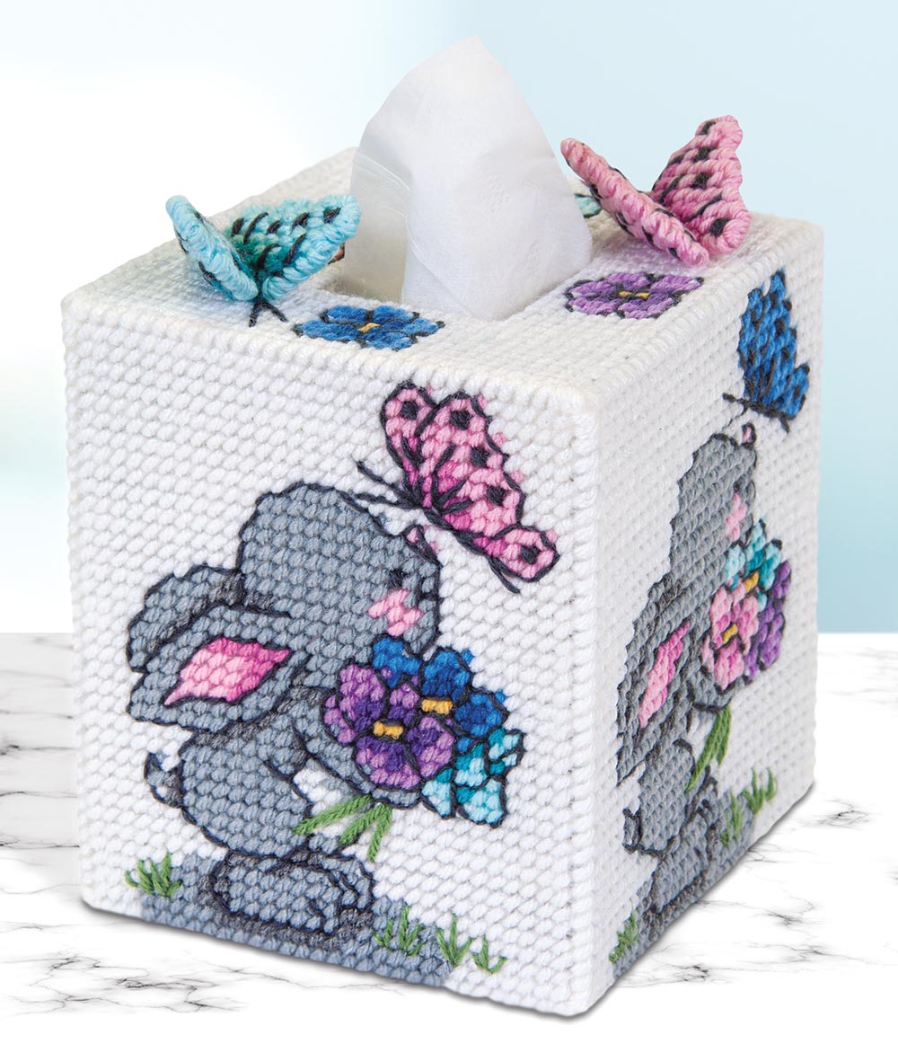 Spring Bunny Plastic Canvas Tissue Box Cover