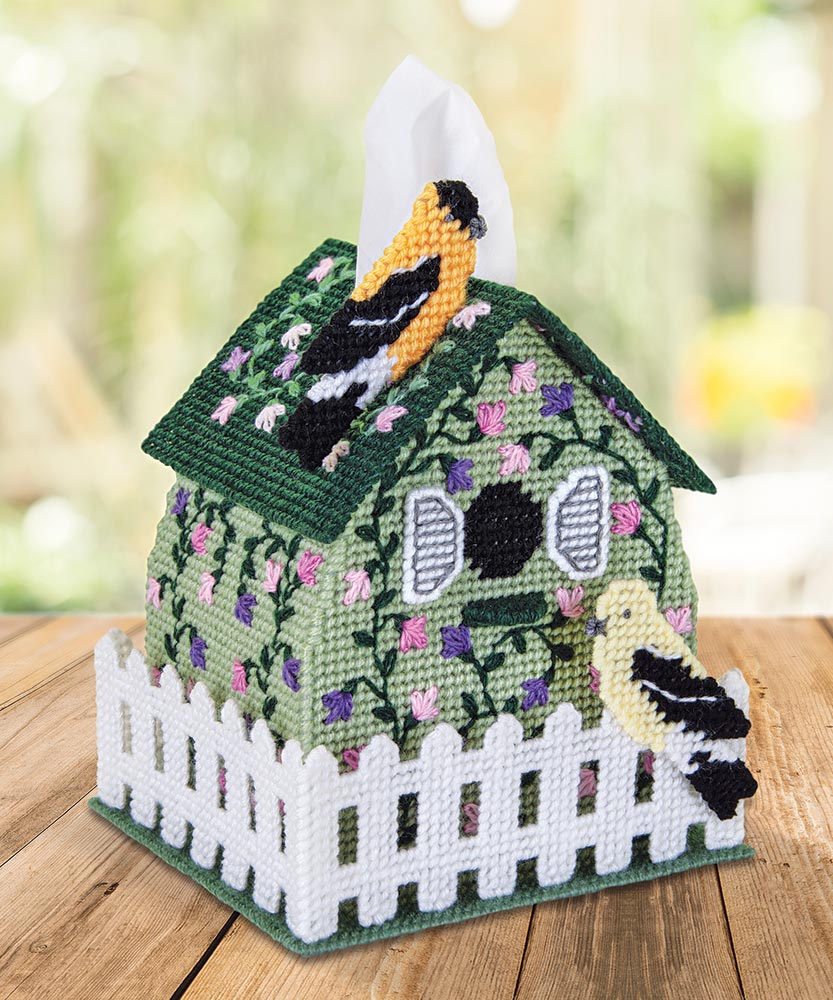 Spring Birdhouse Plastic Canvas Tissue Box Cover Kit