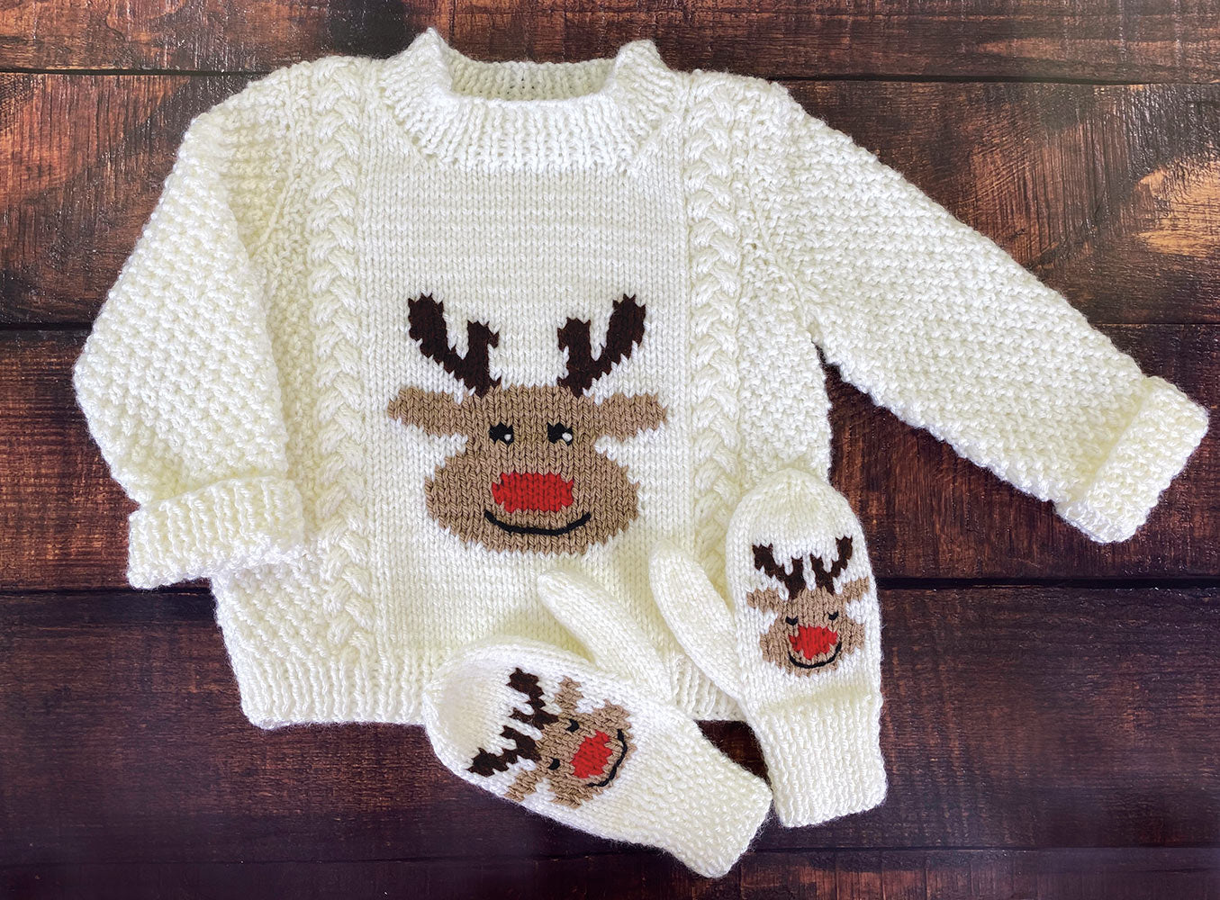 Reindeer Pullover and Mitts | Knit Childs Christmas Sweater Kit