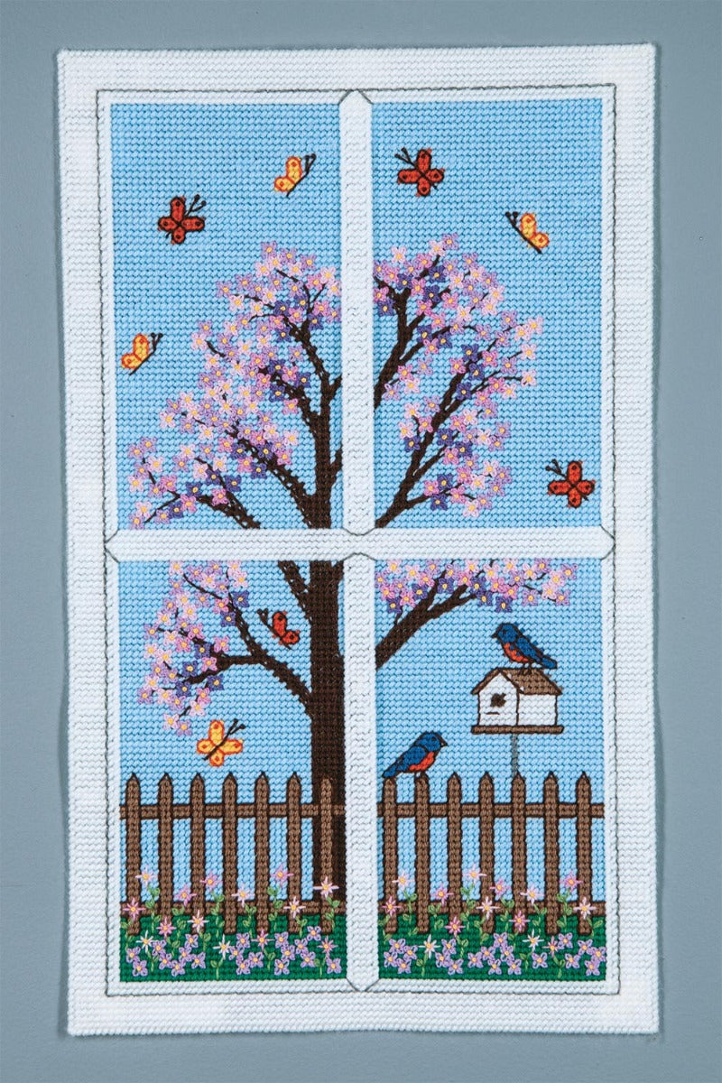 Spring Window Frame Wall Hanging Plastic Canvas Kit Mary Maxim