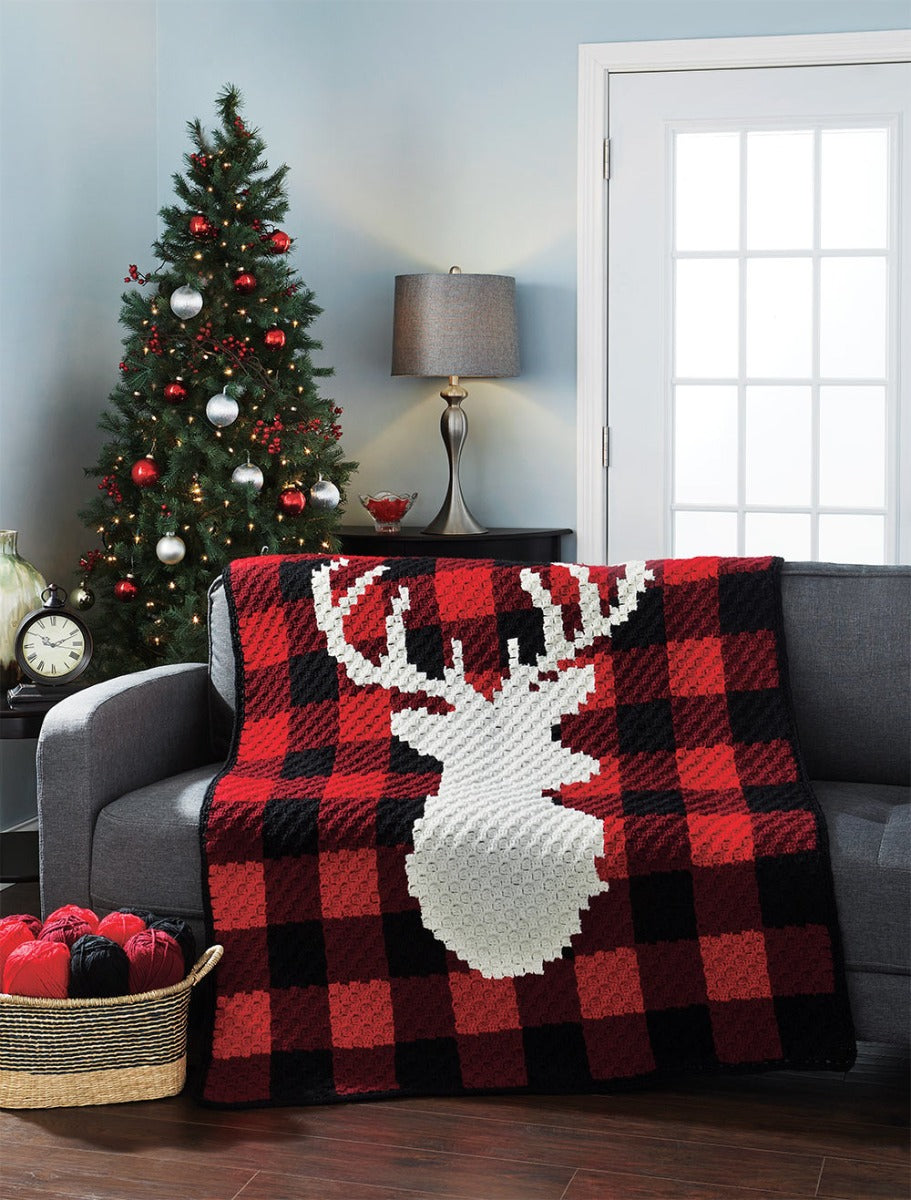 Plaid Stag Blanket Crochet Kit