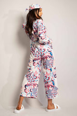 Powder Blue Floral Bandana Tie Waist Jumpsuit