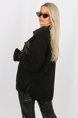 Black Oversized Borg Shacket