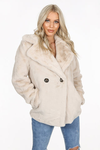 Free people kate faux fur double breasted jacket