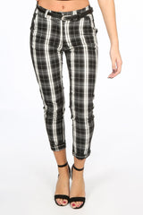 Black Check Trouser With Belt