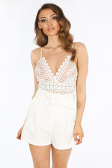 Black & Nude Contrast Crochet Bodysuit