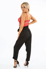 Contrast Crochet Bralet In Red