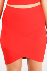 Red Bandage Dip Mini Skirt Skirts DressedInLucy