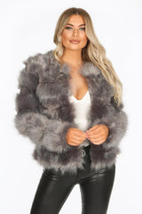 Grey Super Soft Faux Fur Jacket