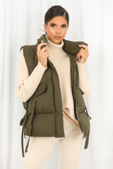 Khaki Utility Quilted Padded Gilet