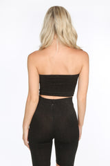 Black Lurex Bandeau Crop Top