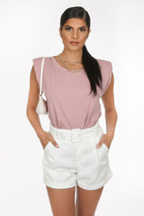 Blush Padded Shoulder Oversized T-shirt