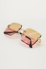 Peach Effect Square Frameless Sunglasses