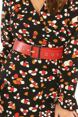 Red Waist Belt With Gold Buckle