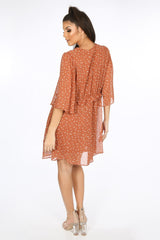 Tan Polka Dot Chiffon Smock Dress