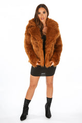 Luxe Faux Fur Coat In Rust