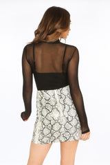 Black Long Sleeve Sheer High Neck Bodysuit