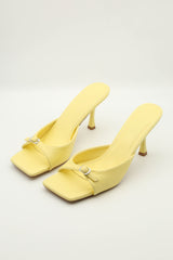 Lemon Mini Buckle Heeled Mules