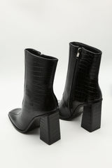 Croc Detail Ankle boots in Black