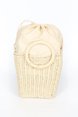 Beige Wicker Bucket Bag