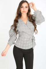 Wrap Over Blouse In Check