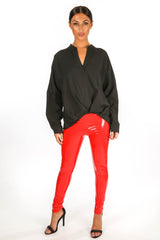 Gathered Pleat Blouse In Black