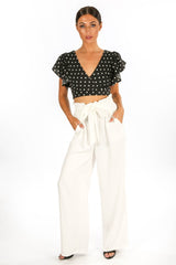 Black Polka Dot Crop Top